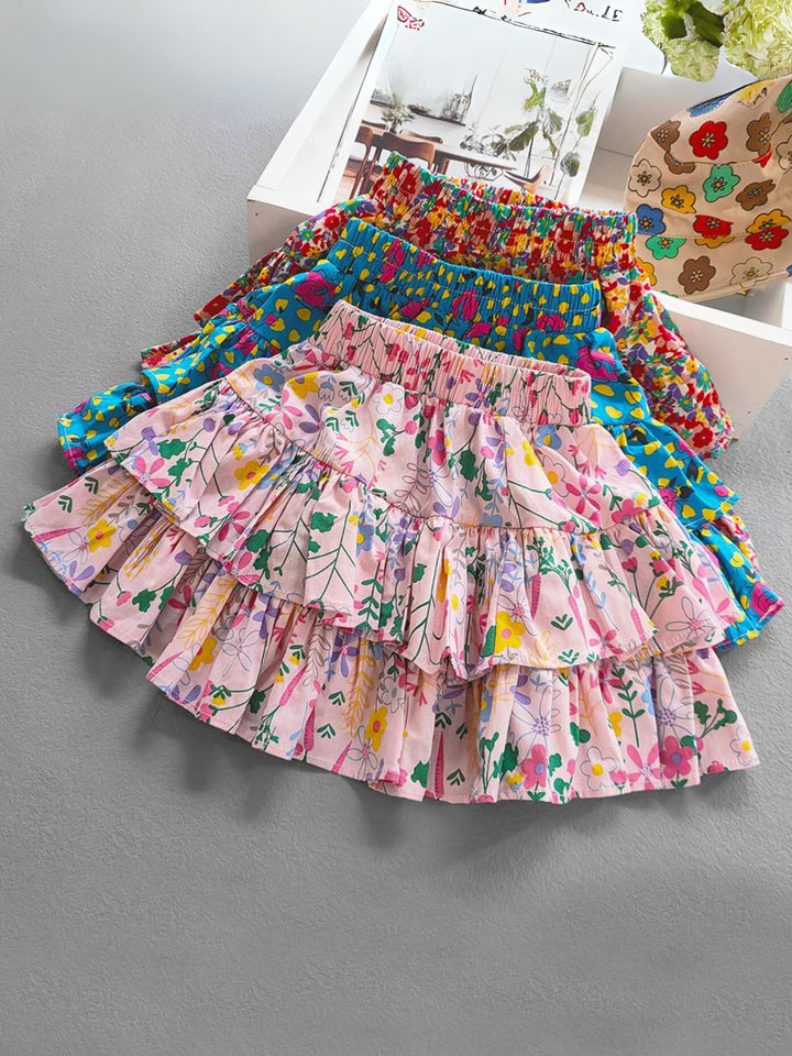 Mia Belle Girls Tiered Floral Skirt | Girls Summer Outfits