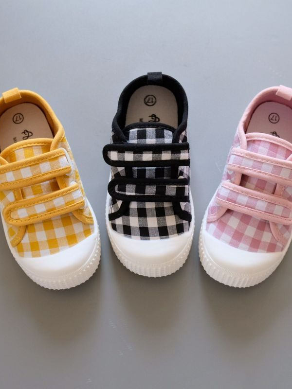 Back To School Shoes | Plaid Velcro Strap Sneakers | Mia Belle Girls