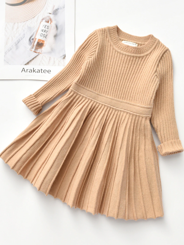 Girls Preppy Chic Dresses | Rib Knit Sweater Dress | Mia Belle Girls