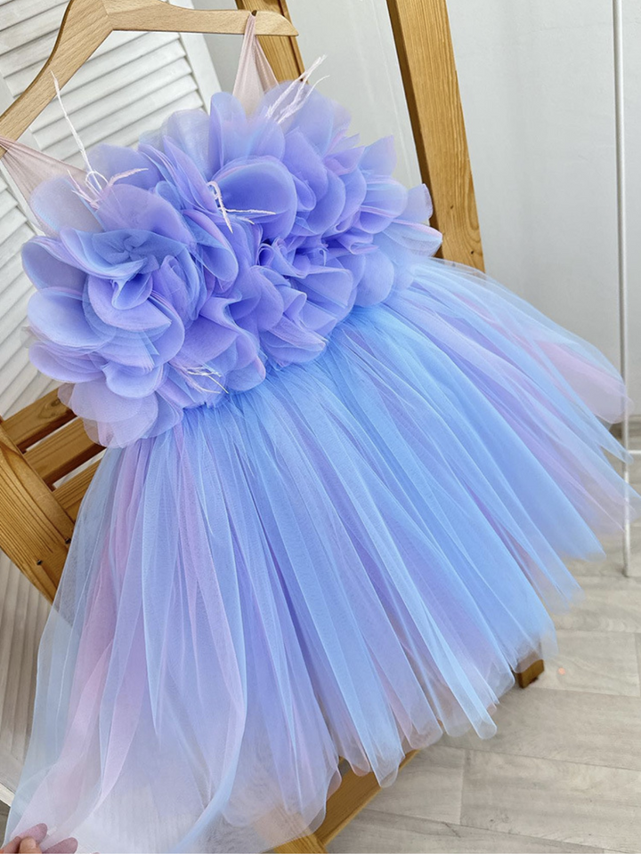 Girls Princess Flower Decorated Tutu Dress