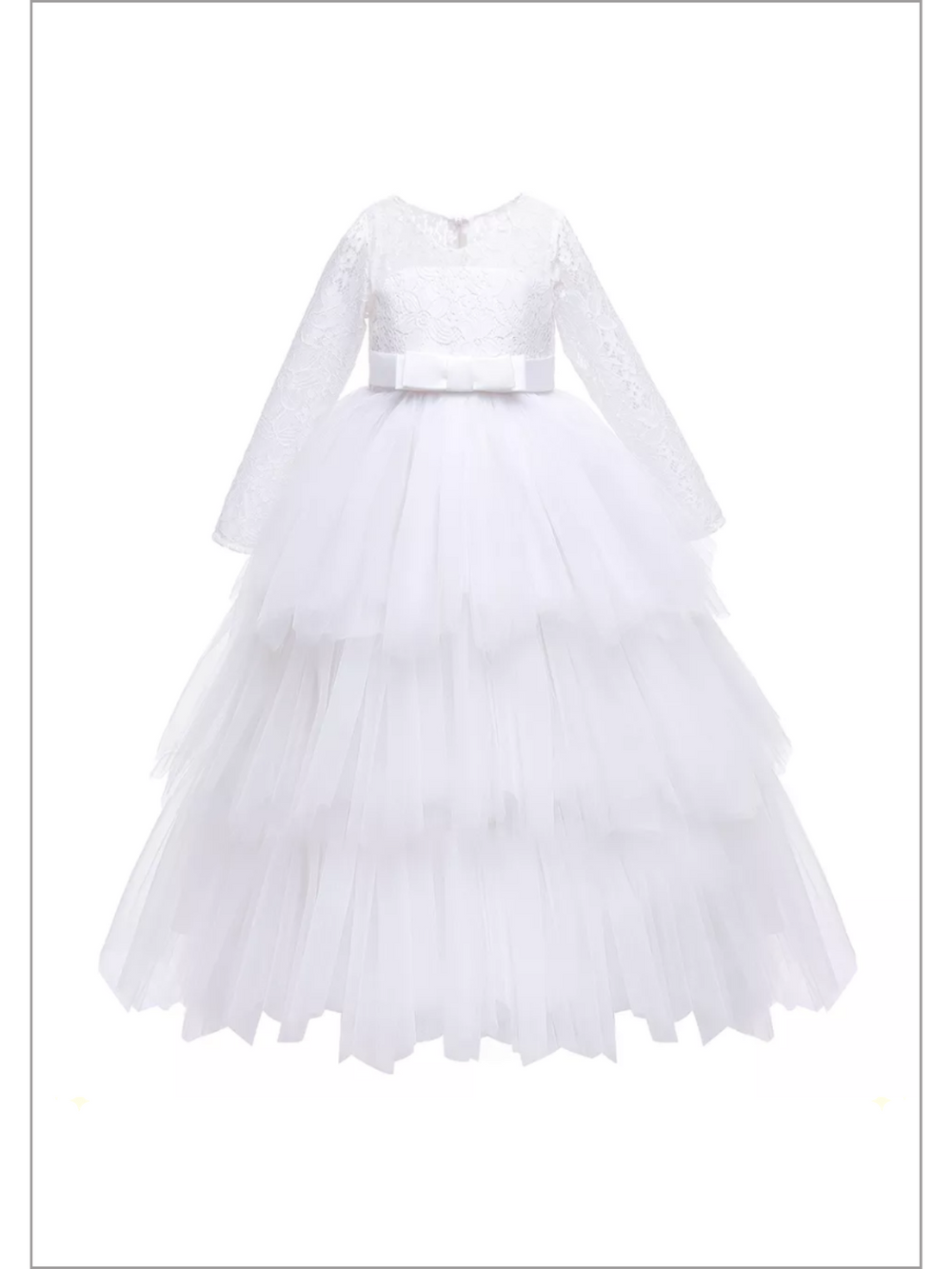 Mia Belle Girls Tiered Tulle Gown | Girls Communion Dresses