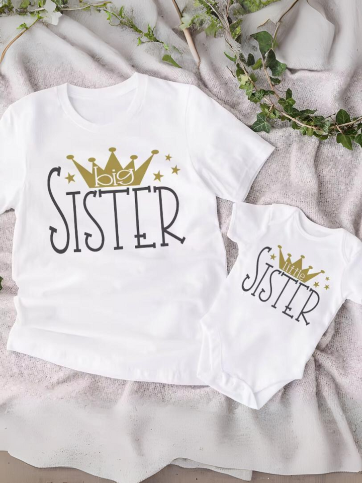 Girls Charming Crown Matching Big Sister & Little Sister Shirts