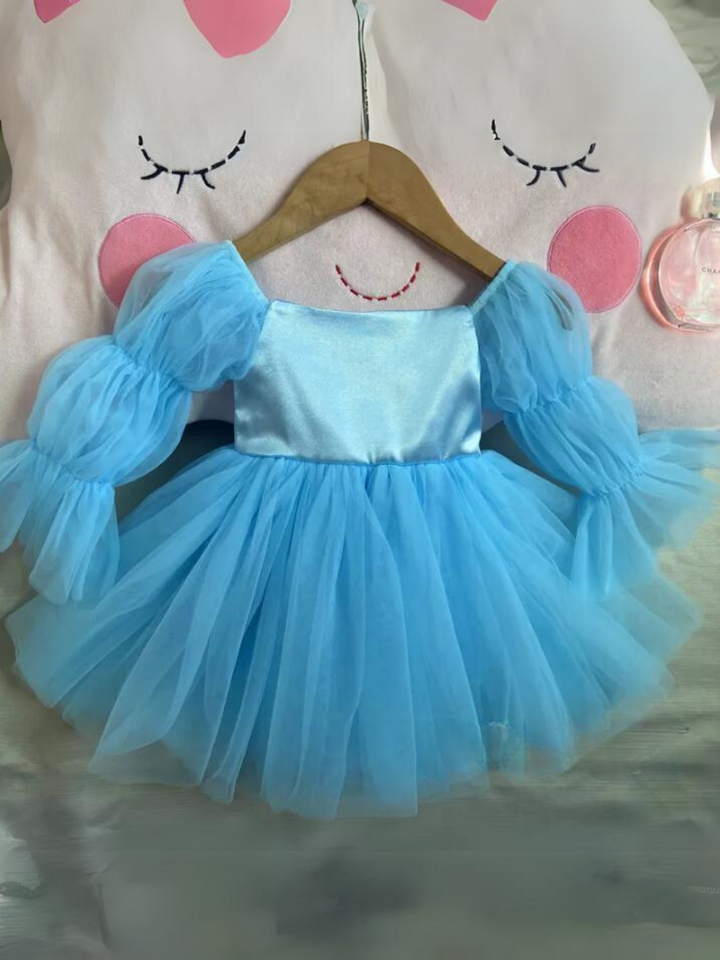 Mia Belle Girls Statement Sleeve Tulle Dress | Girls Spring Dresses