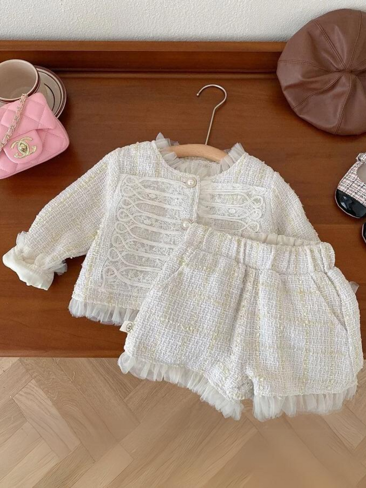 Elegant Tweed Jacket and Shorts Set - Chic and Cozy