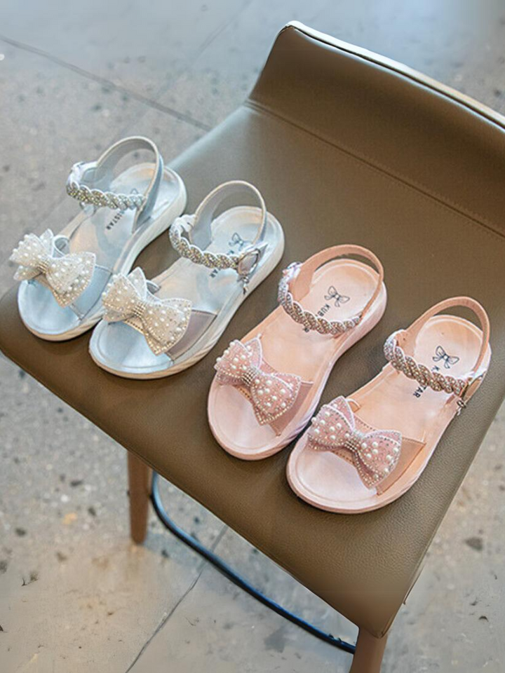 Mia Belle Girls Pearl Bow Sandals | Shoes By Liv And Mia