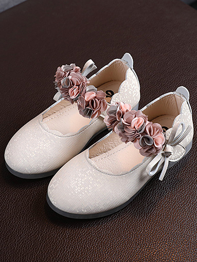 Shoes By Liv & Mia | Floral Arch Ribbon Sparkle Flats - Mia Belle Girls