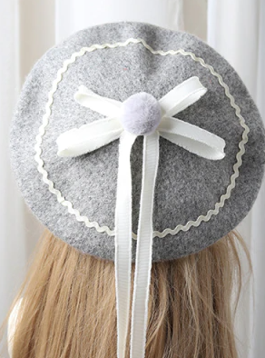 Girls Chic Parisian Style Pom Pom Beret