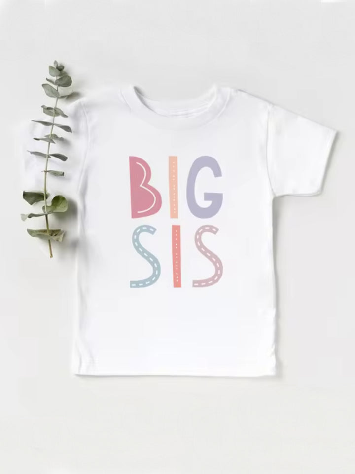 Big Sister Matching Cotton Short Sleeve Sibling Shirts