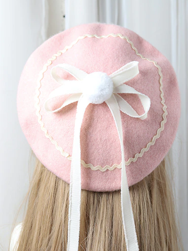 Girls Chic Parisian Style Pom Pom Beret