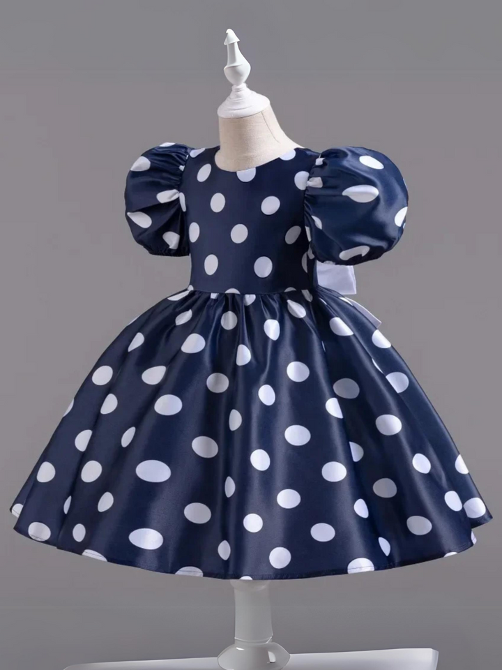 Mia Belle Girls Polka Dot Puff Sleeve Dress Set | Girls Spring Dresses