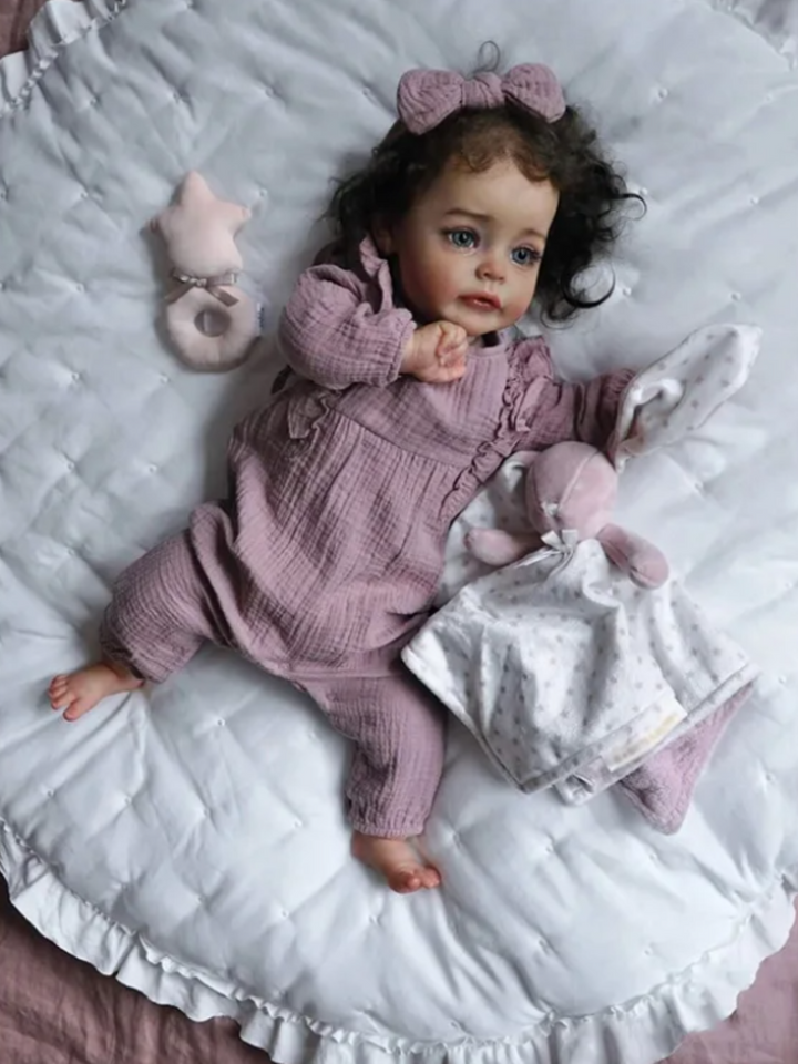 24" Enchanted Snuggles Lifelike Cute Baby Doll in Lavender Romper