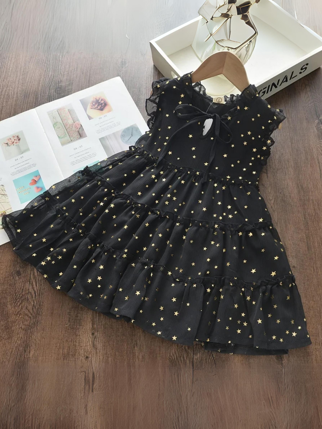 Mia Belle Girls Star Sequin Tiered Dress | Girls Summer Outfits