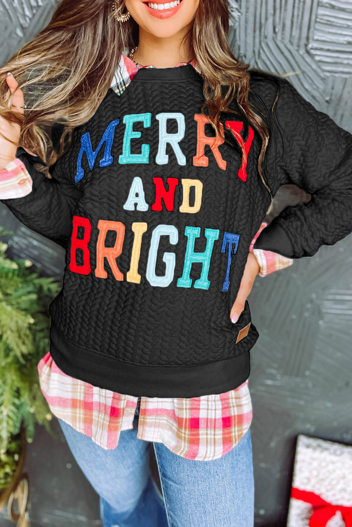 Womens Merry And Bright Cable Knit Pullover Sweatshirt