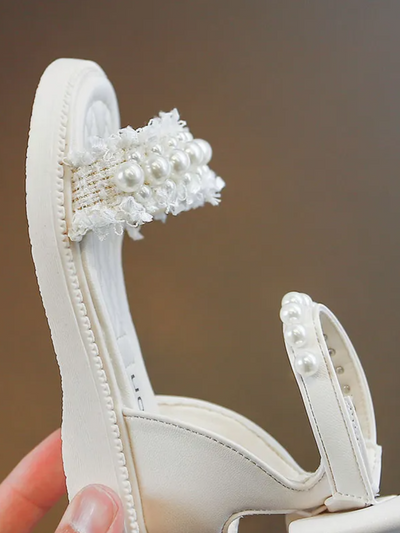 Chic and Stylish Girls' Sandals with Pearl Accents By Liv and Mia