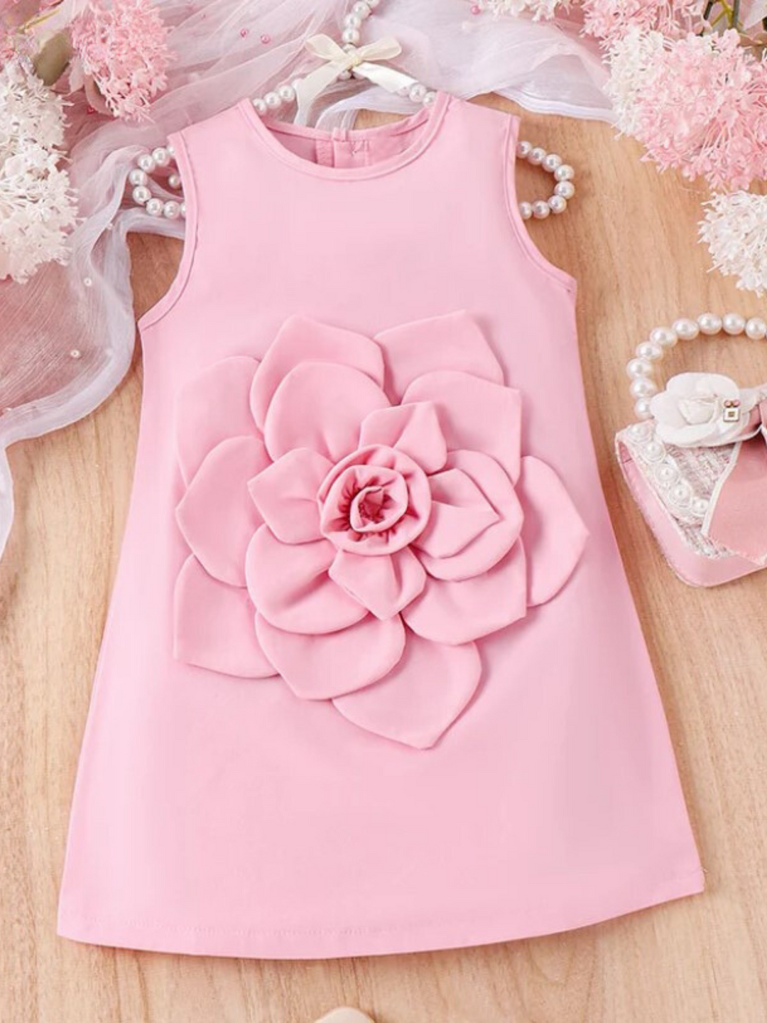 Pink Statement Flower A Line Dress | Summer Outfits | Mia Belle Girls