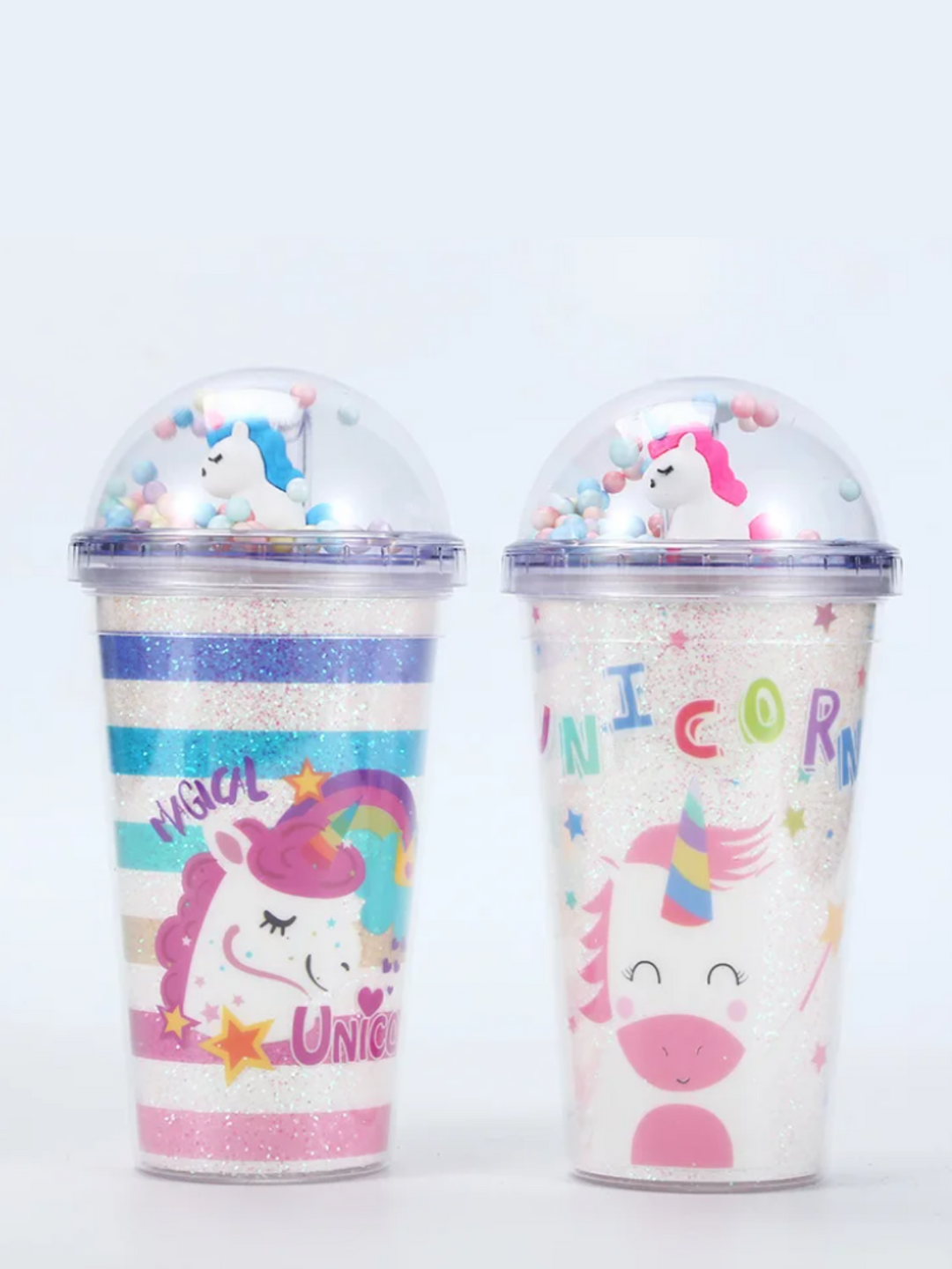 Girls Magical Unicorn Glitter Tumbler with Dome Lid