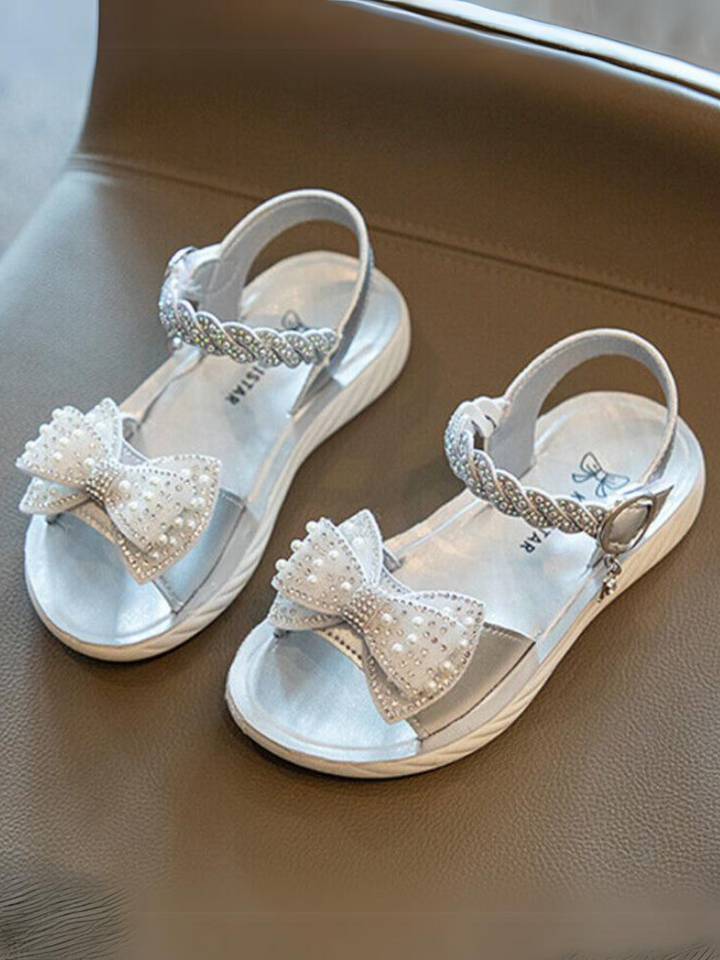 Mia Belle Girls Pearl Bow Sandals | Shoes By Liv And Mia