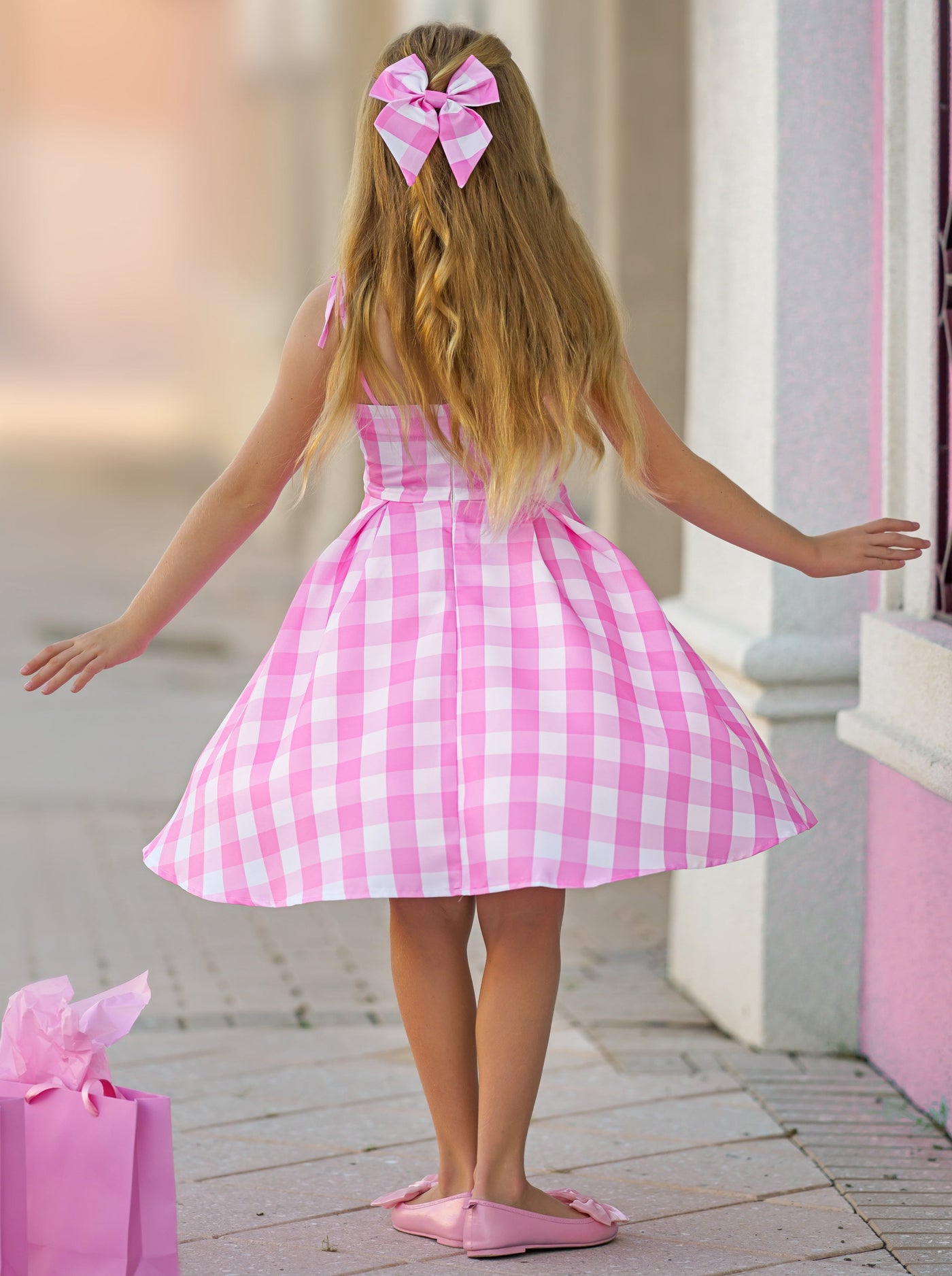 Mia Belle Mommy And Me Barbie Inspired Pink Gingham Dress Costumes