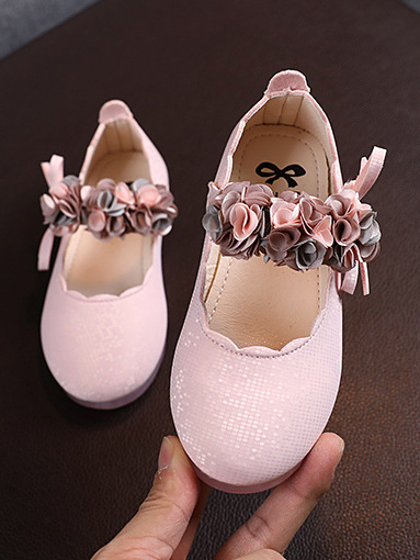 Shoes By Liv & Mia | Floral Arch Ribbon Sparkle Flats - Mia Belle Girls