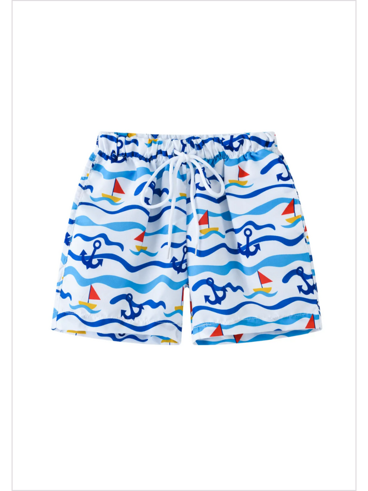 Boys Multicolor Swim Trunks | Mia Belle Girls Summer Outfits