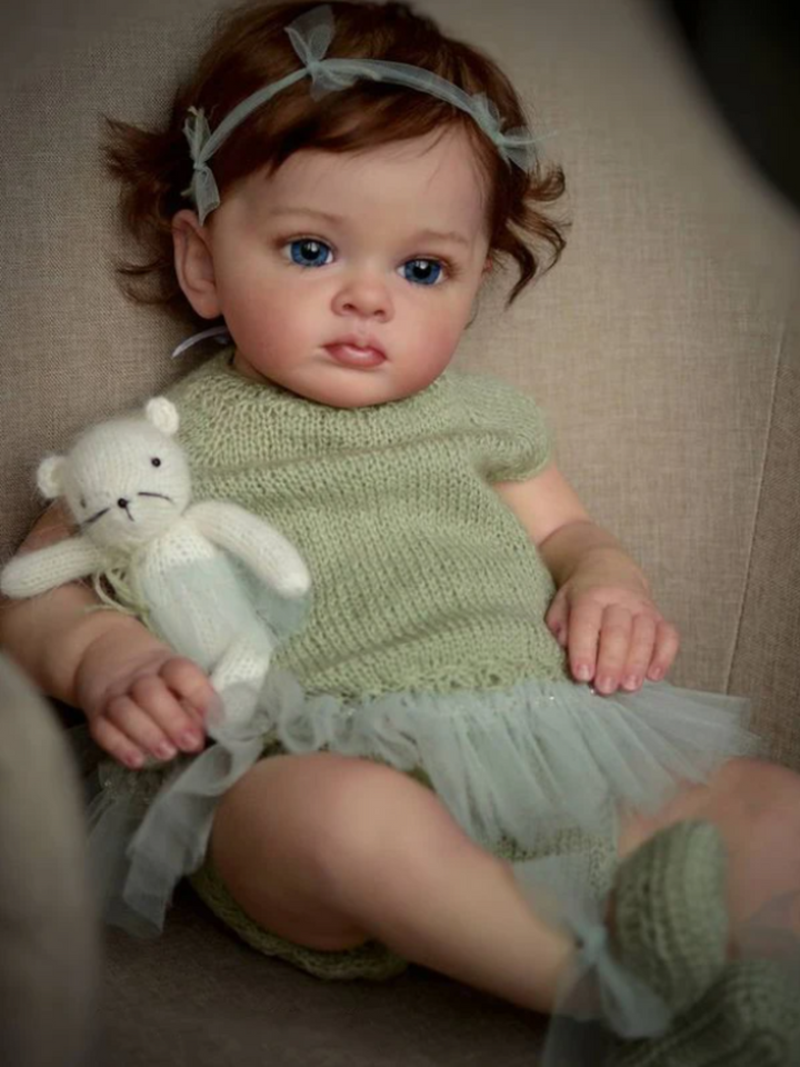 24" Sweet Pea Lifelike  Baby Doll in Green Knit Dress