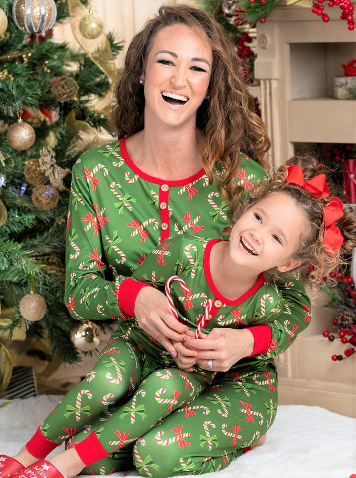 Mommy & Me Matching Pajamas | Candy Cane Pajama Set | Mia Belle Girls