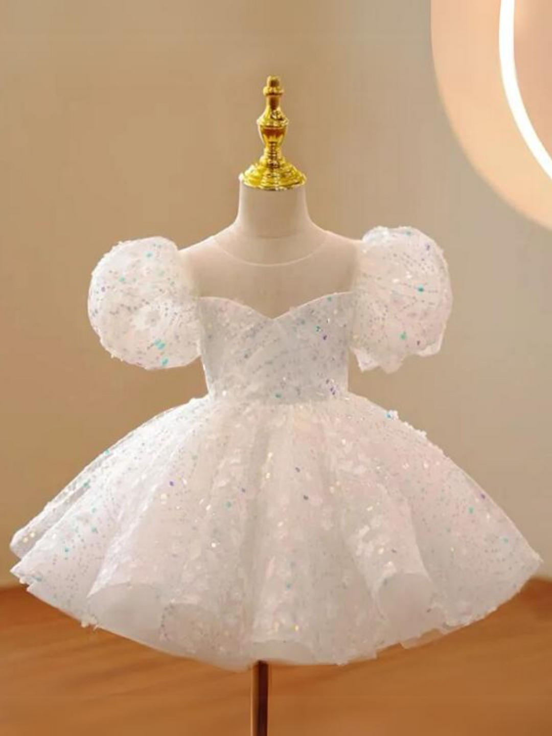 Mia Belle Girls Beaded Puff Sleeve Tutu Dress | Girls Communion Dresses