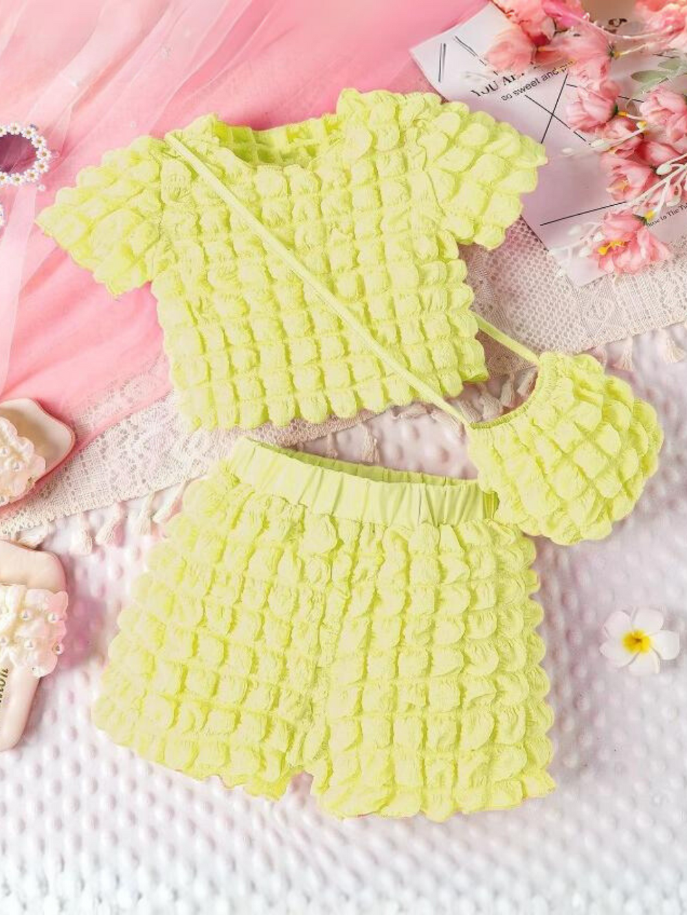 Mia Belle Girls 3pc Puffy Short Set | Girls Summer Outfits