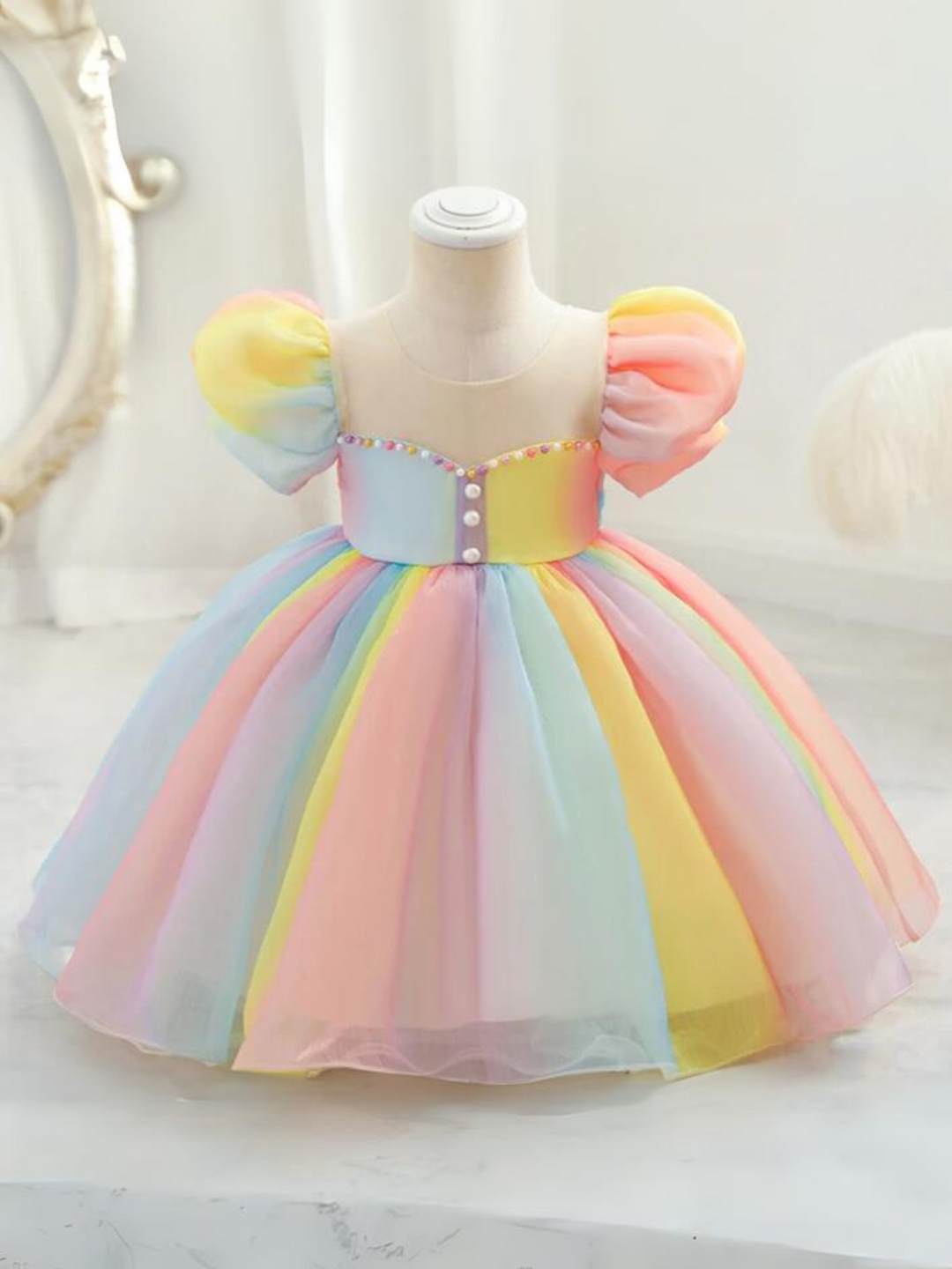 Pastel rainbow dress baby hotsell