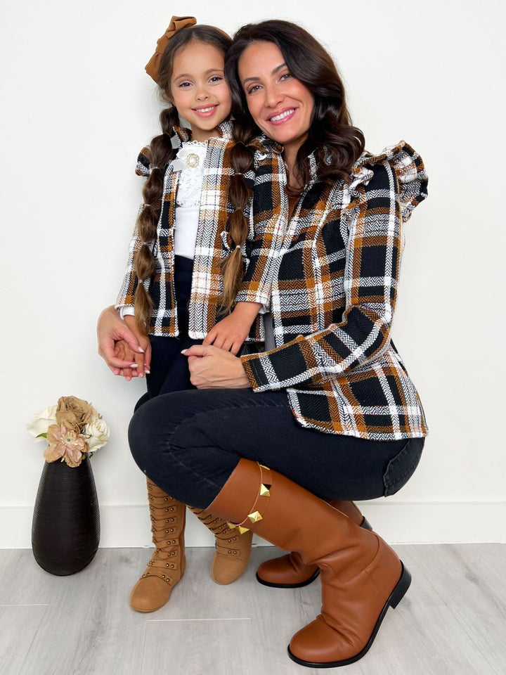 „Mommy and Me“ Bomberjacke mit kariertem Rüschenmuster