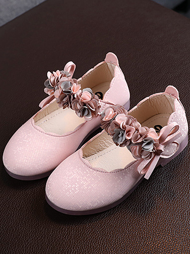 Shoes By Liv & Mia | Floral Arch Ribbon Sparkle Flats - Mia Belle Girls