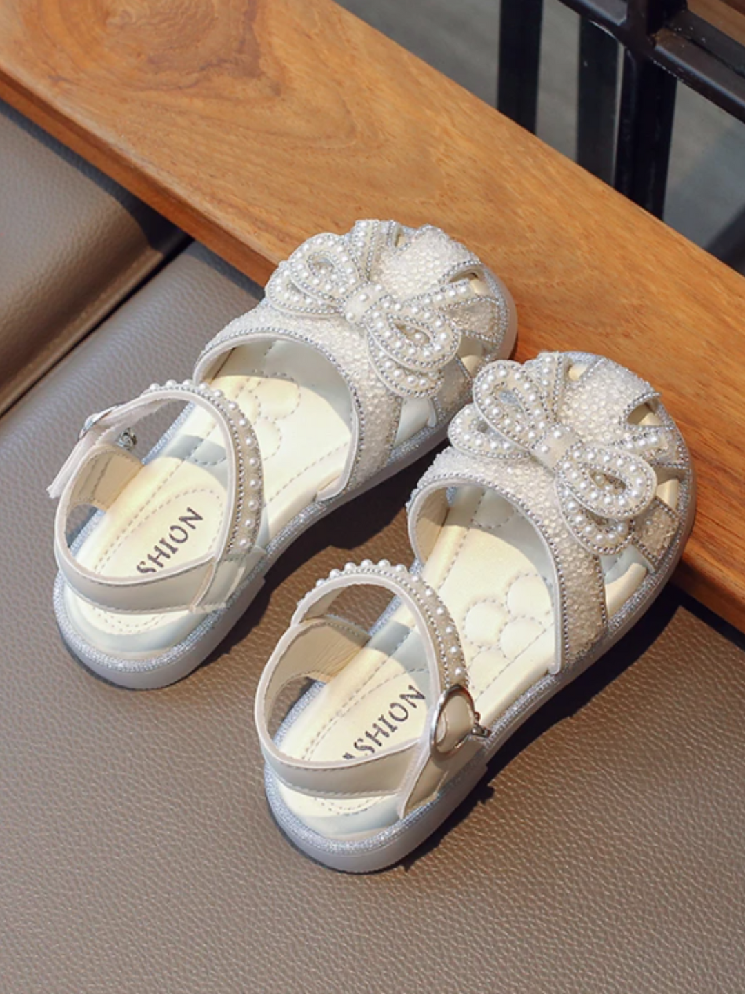 Little Dreamer's Pearl Bow Sandals By Liv and Mia