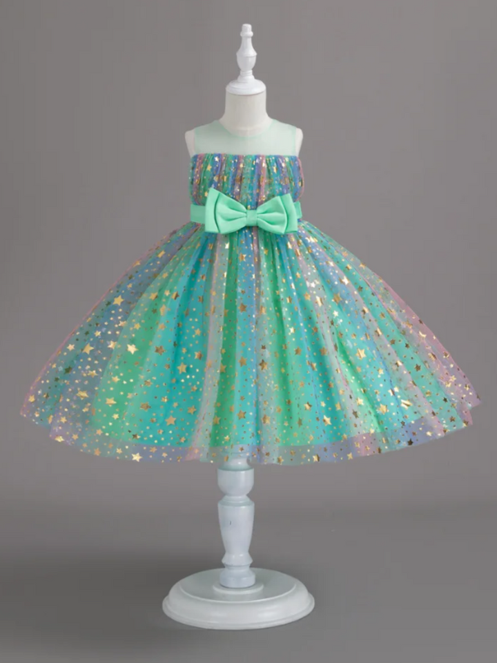 Mia Belle Girls Star Sequin Tulle Dress | Girls Spring Formal Dresses