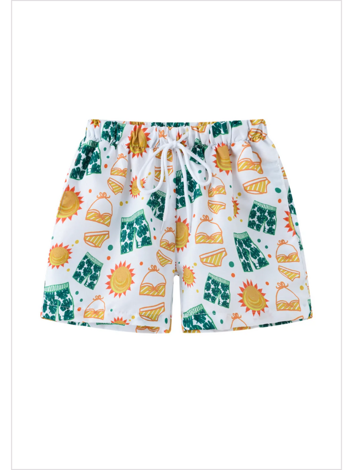 Boys Multicolor Swim Trunks | Mia Belle Girls Summer Outfits