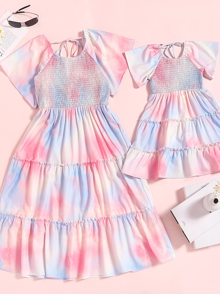 Mia Belle Girls Pastel Tie Dye Smock Dress | Mommy And Me Outfits