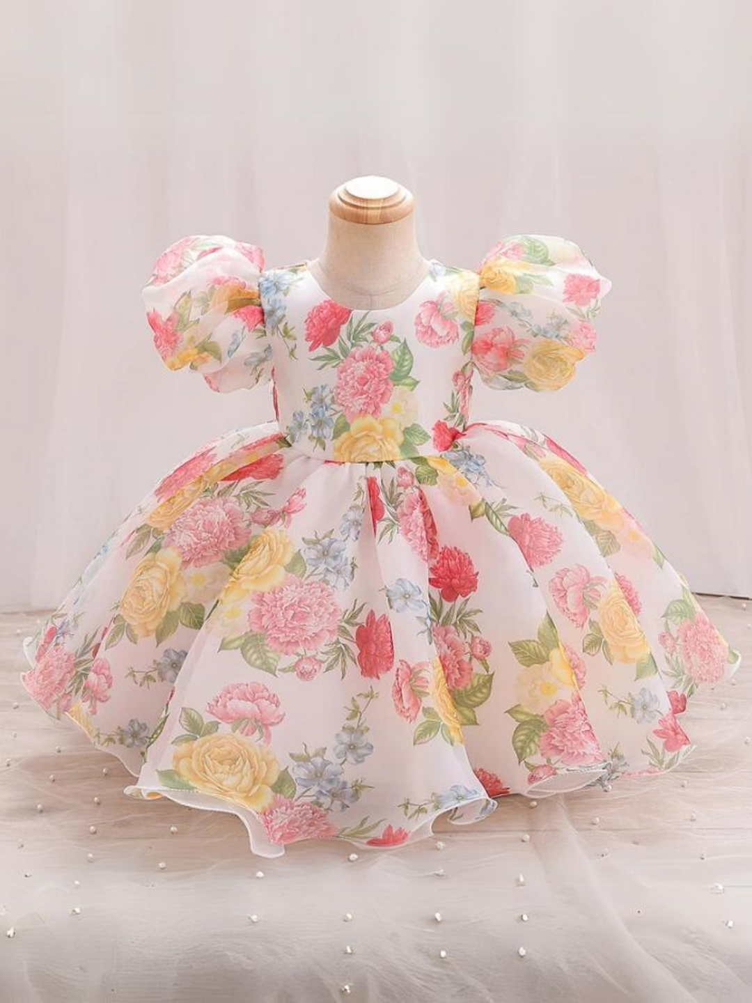 Mia Belle Girls Puff Sleeve Floral Dress | Girls Spring Dresses