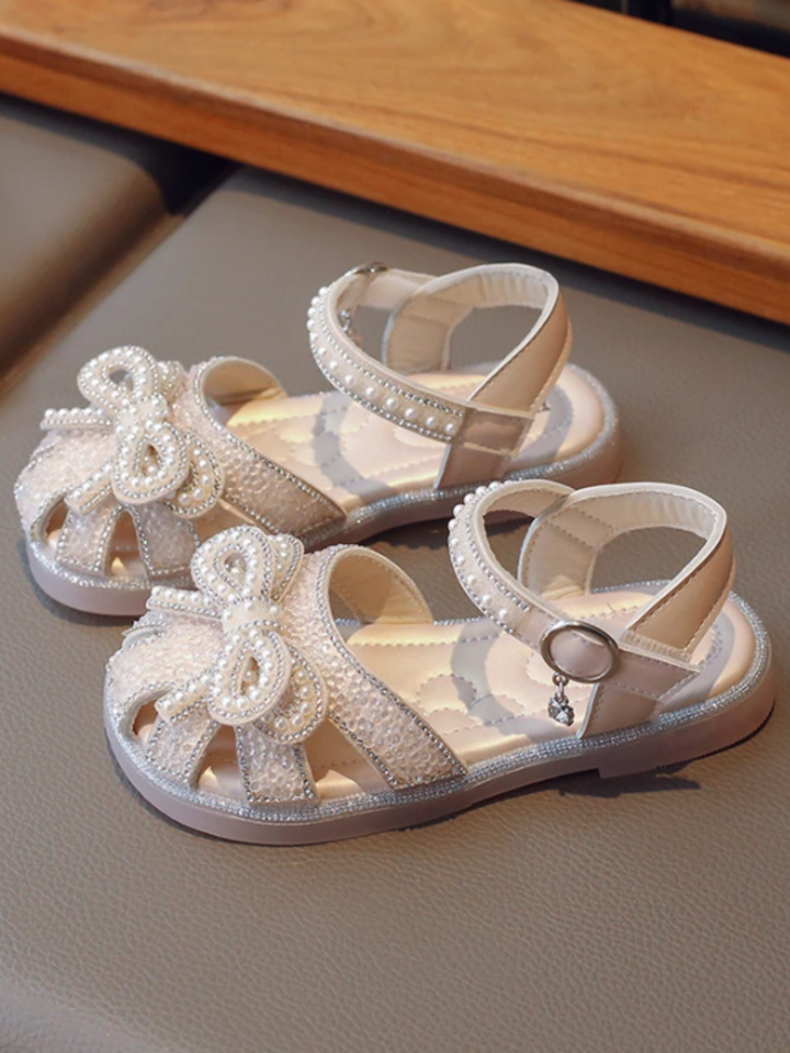 Little Dreamer's Pearl Bow Sandals By Liv and Mia