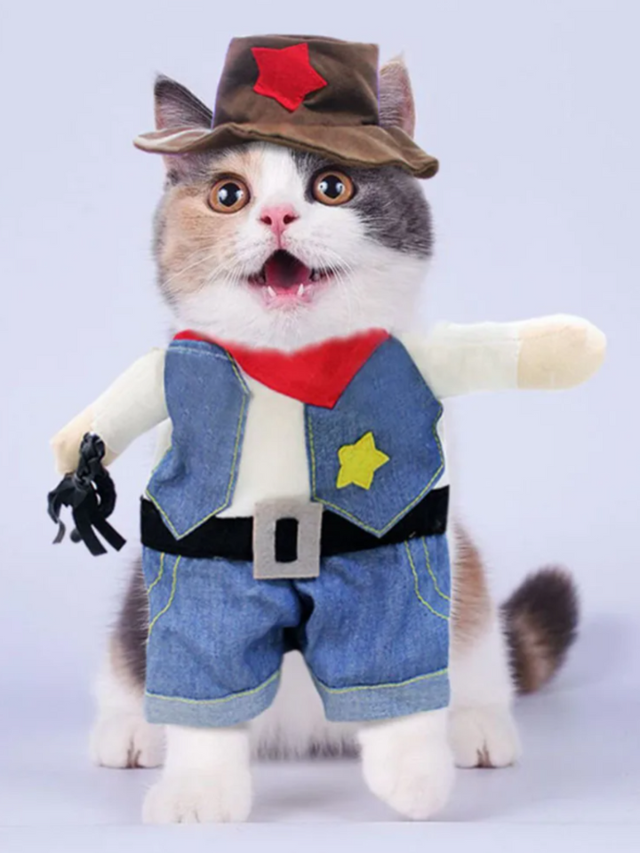 Dog Funny Cowboy Halloween Costume for Dogs and Cats