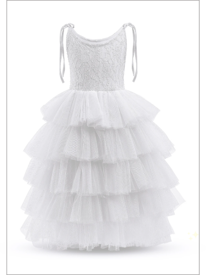 Mia Belle Girls Tiered Tulle Communion Dress | Girls Communion Dresses