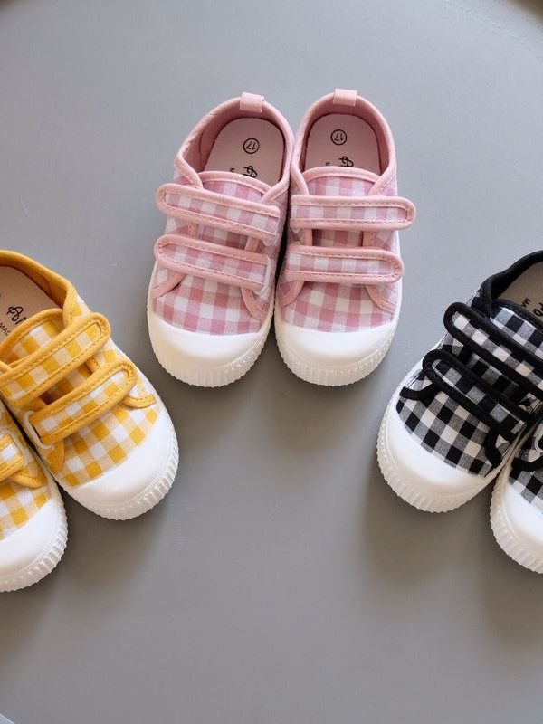 Back To School Shoes | Plaid Velcro Strap Sneakers | Mia Belle Girls