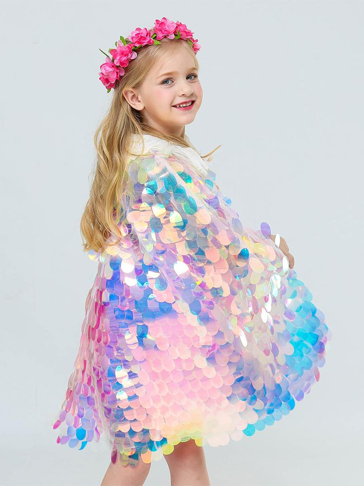 Kids Halloween Accessories | Mermaid Sequin Cape | Mia Belle Girls