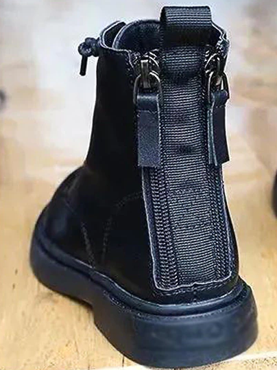 Combat boots with zipper in back hotsell