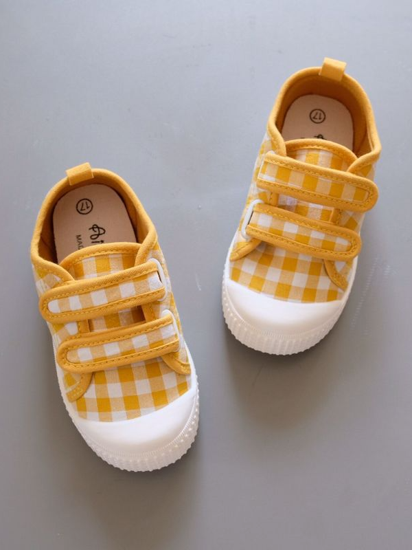 Back To School Shoes | Plaid Velcro Strap Sneakers | Mia Belle Girls