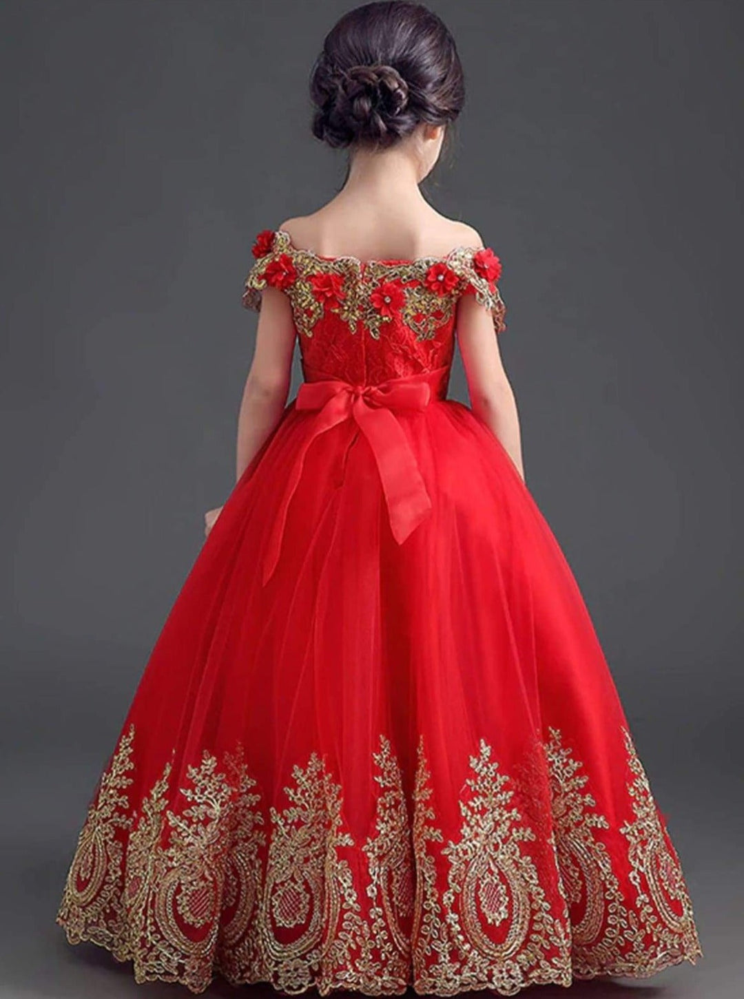 Girls Formal Dresses | Sequin Embellished Off Shoulder Princess Gown