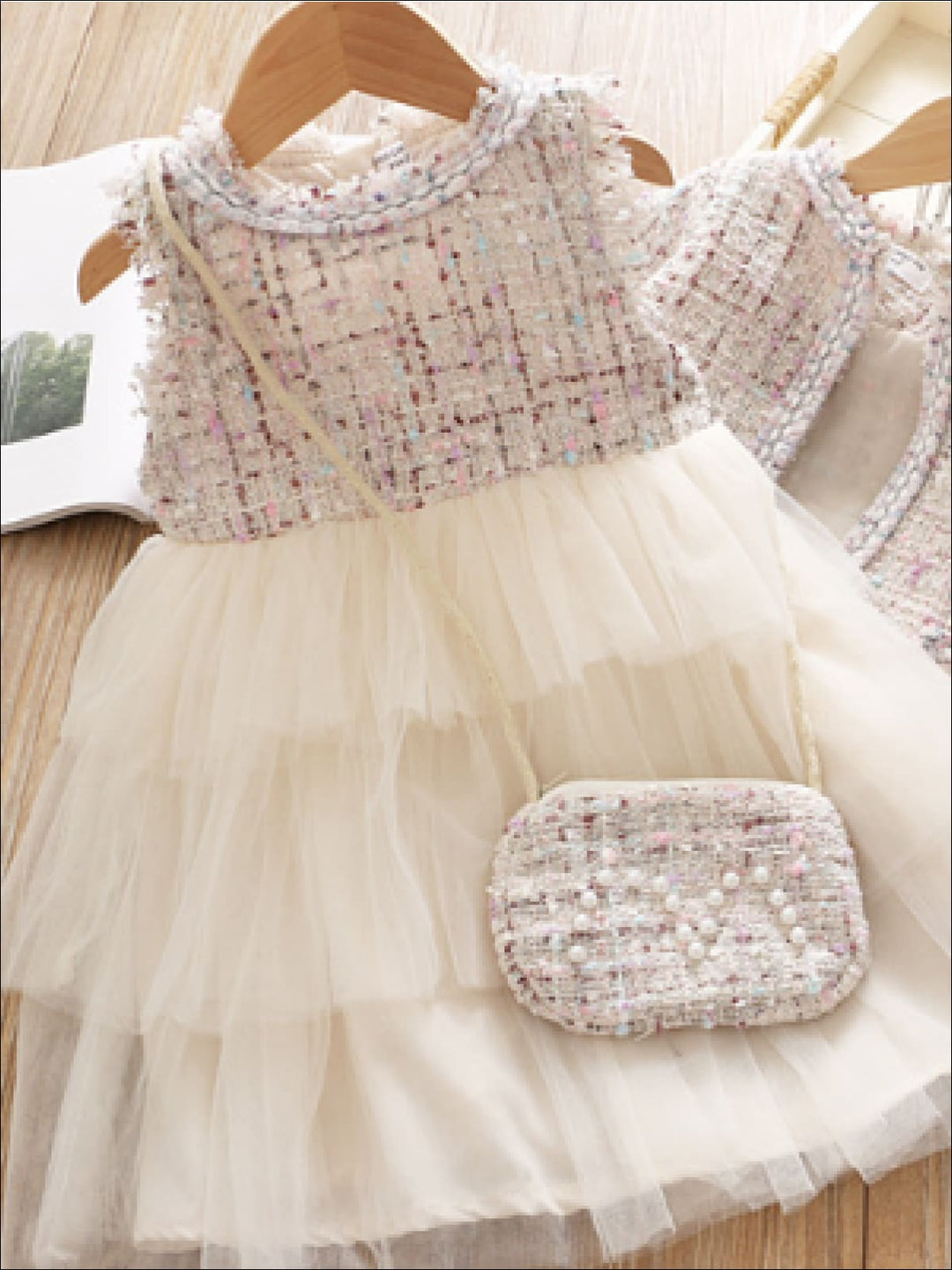 Mia Belle Girls Tweed Dress 3 Piece Set | Easter Dressy Sets