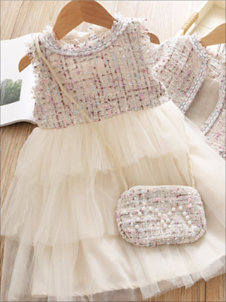 Mia Belle Girls Tweed Dress 3 Piece Set | Easter Dressy Sets