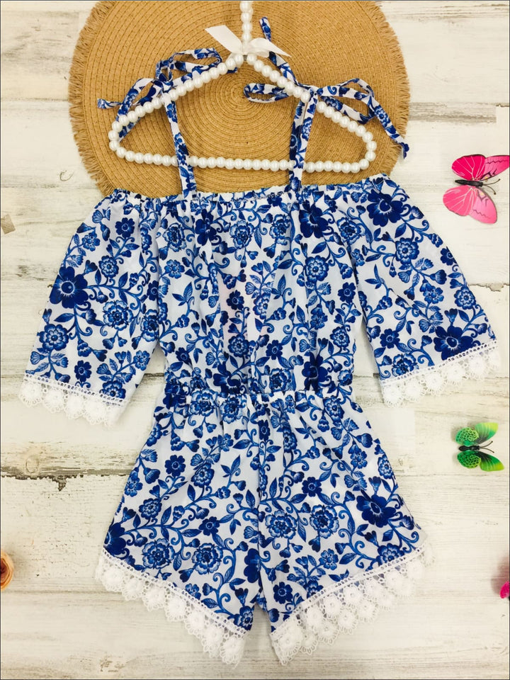 Toddler Spring Clothes | Girls Floral Tassel Hem Drawstring Romper