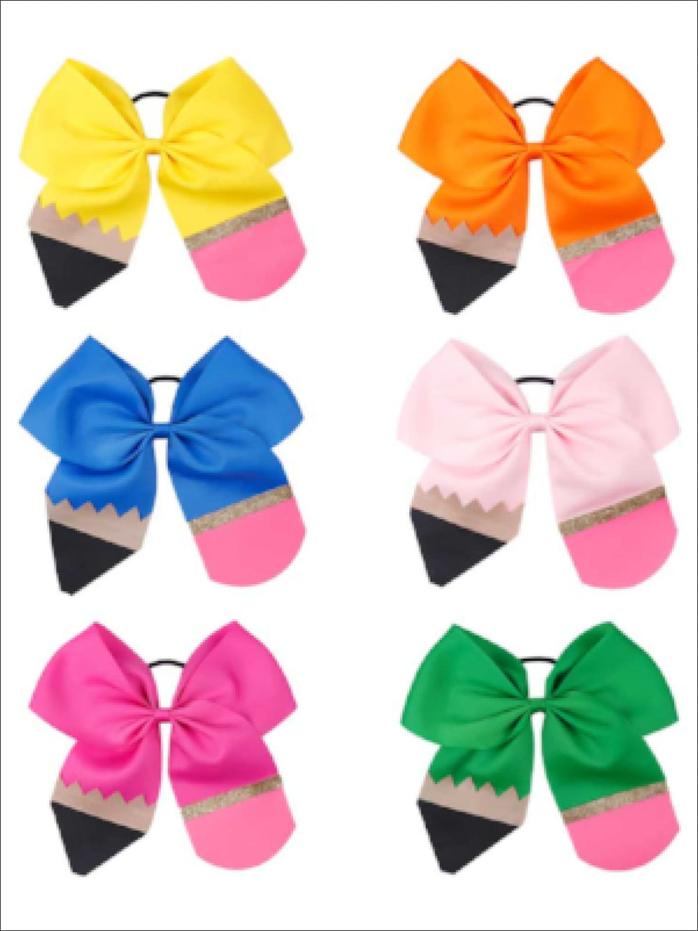 Mia Belle Girls Pencil Bow Elastic Hair Tie | Girls Accessories