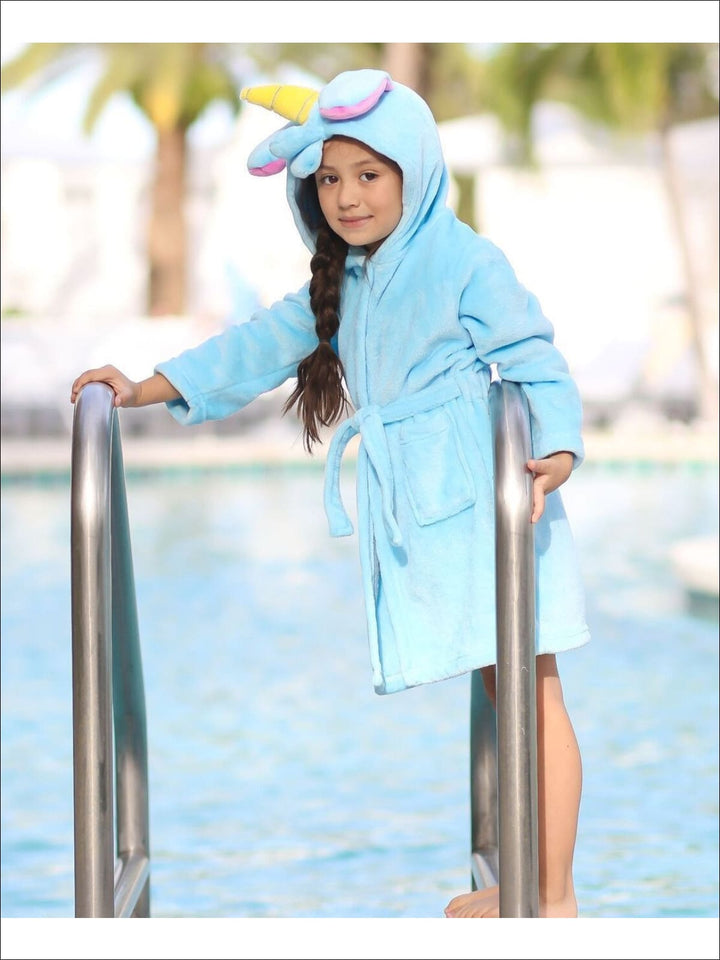 Girls Blue Unicorn Bathrobe - Unicorn Bathrobe