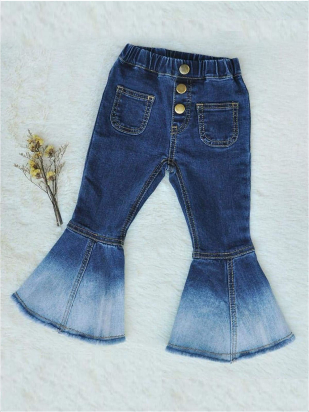 Kids Denim Clothes | Flared Bell Bottom Ombre Jeans | Mia Belle Girls